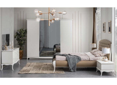 Tweepersoonsbed set Bedframe Compleet slaapkamerbed 6-delig Wit