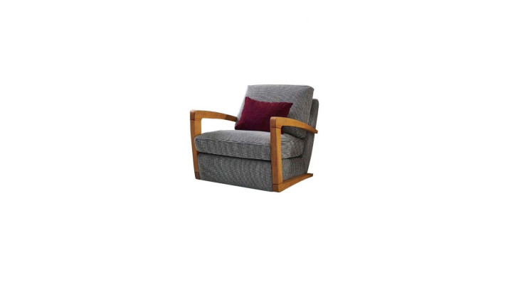 Fauteuil eenzitter stof woonkamer klassiek grijs gestoffeerd zitje zitten.