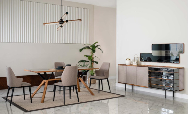 Eetkamermeubels Eethoek Eetkamer Eetgroep 9-delig Hout Beige set