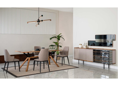 Eetkamermeubels Eethoek Eetkamer Eetgroep 9-delig Hout Beige set