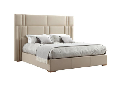 Luxe slaapkamerbed ontwerper meubels tweepersoonsbed wit textiel hout nieuw