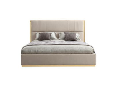 Bed Meubels Beige Slaapkamer Meubels Ontwerp Bedden Luxe Meubels Modern Hout Nieuw