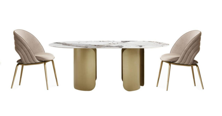 Exclusieve eetkamerset bestaande uit 5-delige eettafel + 4 stoelen, luxe compleet.