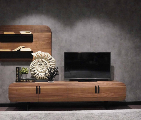 Wandmeubel Compleet Set Woonkamerset Bruin Meubel Wandplank Nieuw