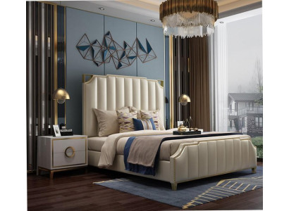 Bed 2x Nightstand 3 pcs. Bedroom Set Design Modern Luxury Furniture