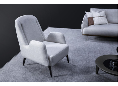 Ontwerper Grijze Fauteuil Luxe 1-Zits Beklede Fauteuil Textiel Beklede Fauteuil