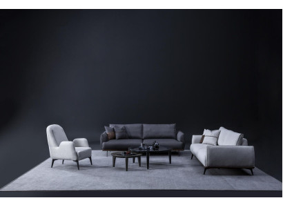 Bankstel Driezitter Fauteuil Set Design Modern Stoffen Bank