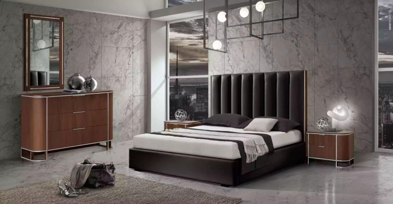 Compleet modern slaapkamer set, designer bed + 2x nachtkastjes 3 delig.