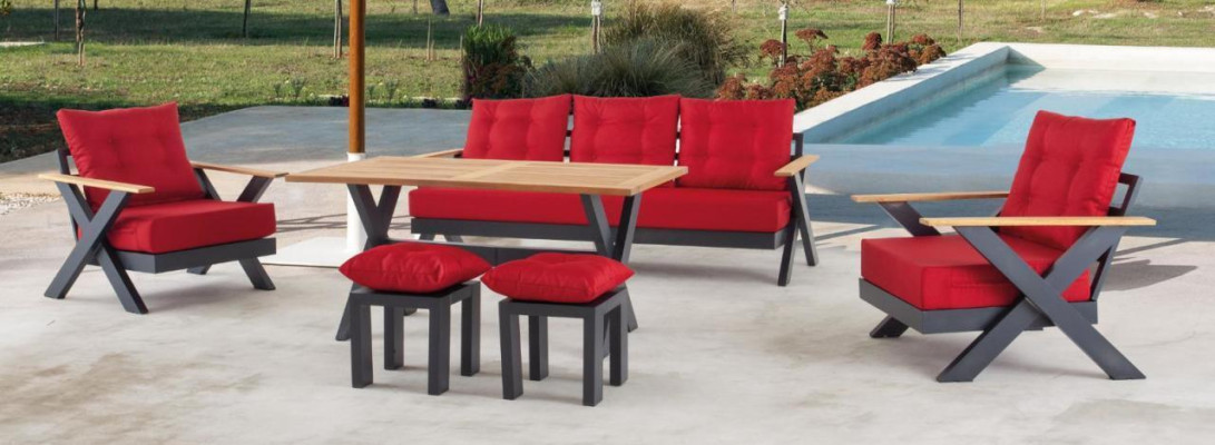Tuinmeubelbankstel Tafel Kruk Fauteuil Veranda zitgroepen 6-delig.
