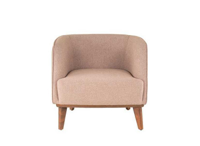 Beige fauteuil gestoffeerd woonkamer eenzitter ontwerper lounge relaxstoel