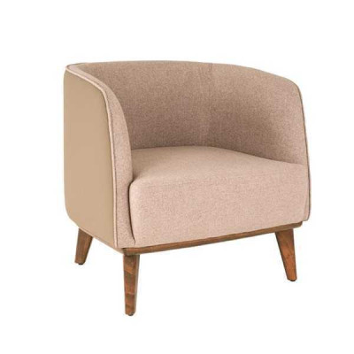 Beige fauteuil gestoffeerd woonkamer eenzitter ontwerper lounge relaxstoel