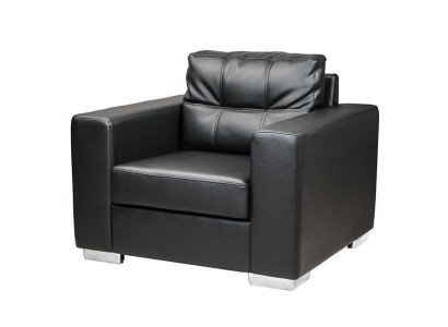 Zwarte fauteuil kunstleer eenzitter woonkamer relax nieuwe 1-zitsbank