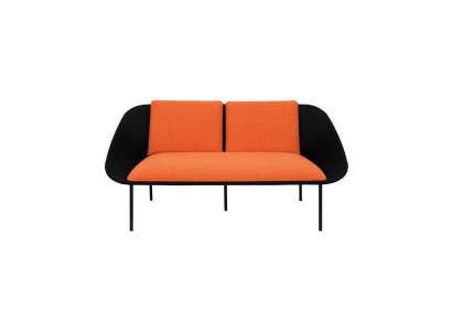 Zwarte-oranje 2-zits studeerkamer bankstel Modern bankstel Textielbanken