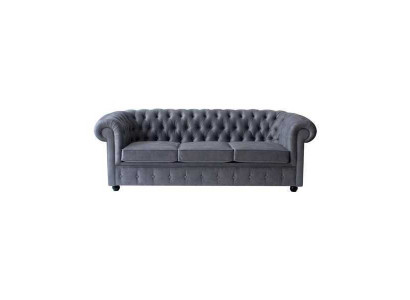 Chesterfield Grijze Driepersoons Luxe Bank Designer Woonkamer Bankstel