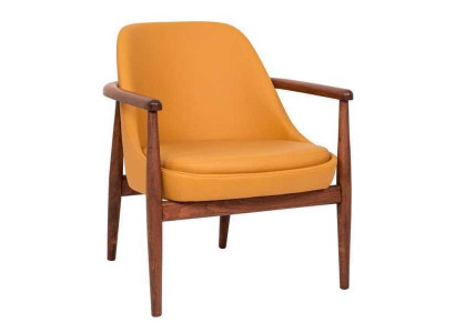 Ontwerper Oranje Gestoffeerde Stoel Eetkamerstoelen Houten Frame Eenpersoons