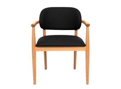 Zwarte fauteuil Designer eetkamerstoel Luxe eenzitter Houten meubels