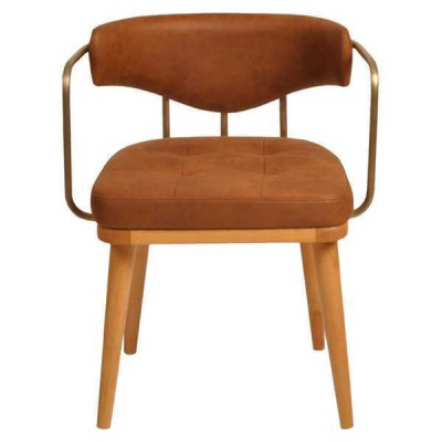 Luxe eetkamer oranje moderne houten stoel ontwerper fauteuil met een zitplaats