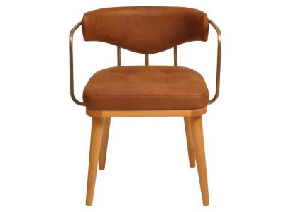 Luxe eetkamer oranje moderne houten stoel ontwerper fauteuil met een zitplaats