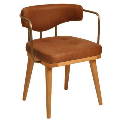 Luxe eetkamer oranje moderne houten stoel ontwerper fauteuil met een zitplaats