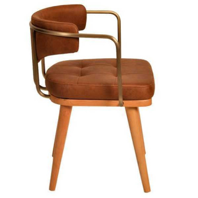 Luxe eetkamer oranje moderne houten stoel ontwerper fauteuil met een zitplaats