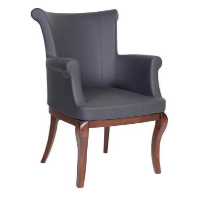 Grijze designstoel armstoel gestoffeerde stoelen luxe eetkamerstoel