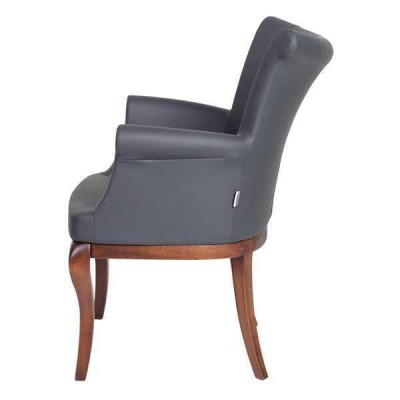 Grijze designstoel armstoel gestoffeerde stoelen luxe eetkamerstoel