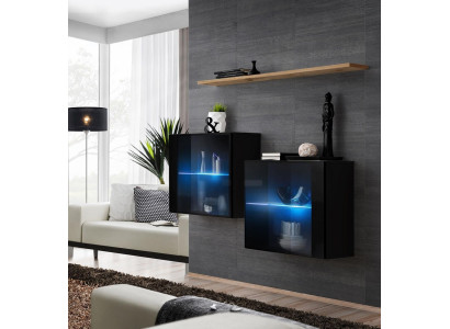 Designer meubels zwart luxe wandkast woonkamermeubilair wandplank