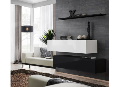 Woonkamer Zwarte woonwand Designer kasten set Wandplank Modern Nieuw meubilair