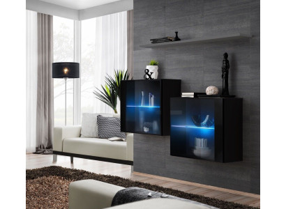 Woonwand Houten Meubels Inrichting Luxe Designer Compleet Set 3-delig Wandrek.
