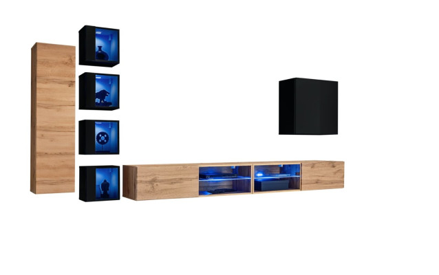Volledige design moderne woonwand wandplanken tv-standaard houten meubelen wandkast