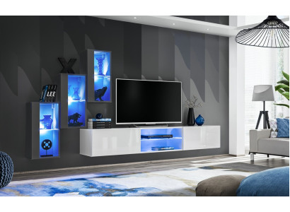 Luxe meubelontwerp woonwand tv-standaard 3x wandkast dressoir houten meubels