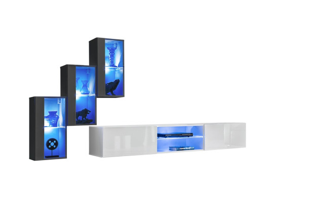 Luxe meubelontwerp woonwand tv-standaard 3x wandkast dressoir houten meubels