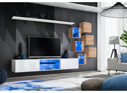 Nieuwe complete set van 8 stuks wandkast luxe dressoir tv-standaard wandplanken