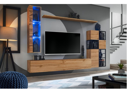 Houten meubels Bruin Design wandmeubel Tv-standaard Inrichting Woonkamermeubels Set