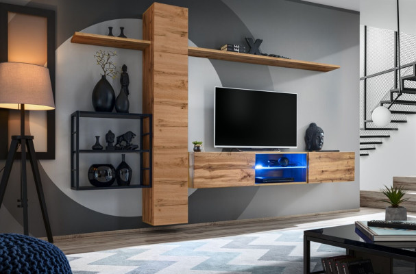 Luxe wandkast meubels inrichting woonkamer meubels bruin 3x wandplanken