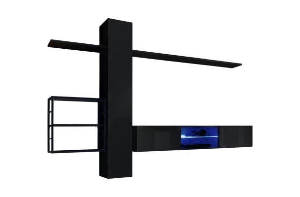 Woonkamermeubilair zwart muur planken woonkamer meubilair inrichting luxe set 5-delig