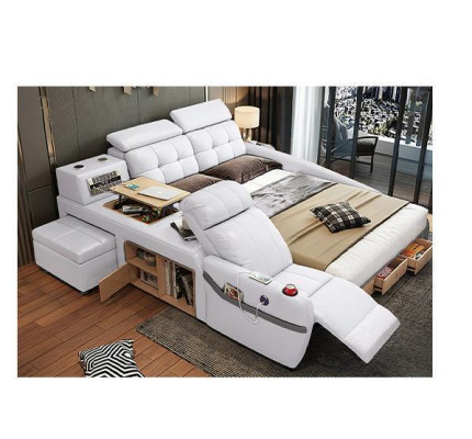 Multifunctioneel designbed Groot kunstleren hotel gestoffeerd 180x200 bedden Nieuw.