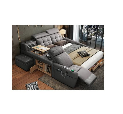 Multifunctioneel designbed Groot kunstleren hotel gestoffeerd 180x200 bedden Nieuw.