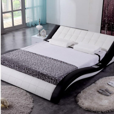 Ontwerp bed Grote bedden Leer Hotel Beklede 180x200 Multifunctionele plank.