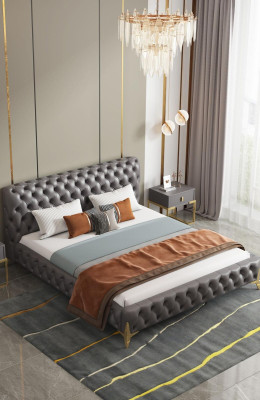 Bed 2x Nightstand 3 pieces Bedroom Set Design Modern Luxury Bedroom sets