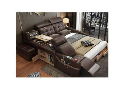 Multifunctioneel designbed Groot kunstleren hotel gestoffeerd 180x200 bedden Nieuw.