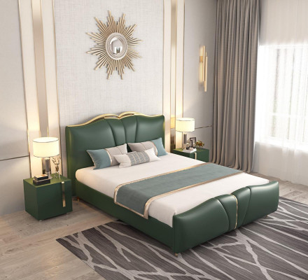 Bed Bekleding Ontwerp Luxe Dubbele Hotelbedden Groen Luxe Hotel Chesterfield