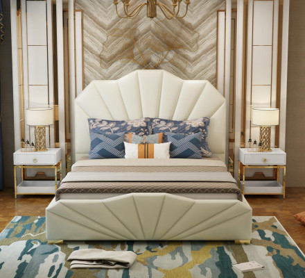 Ontwerp leren bedden hotel tweepersoonsbed slaapkamer meubilair inrichting