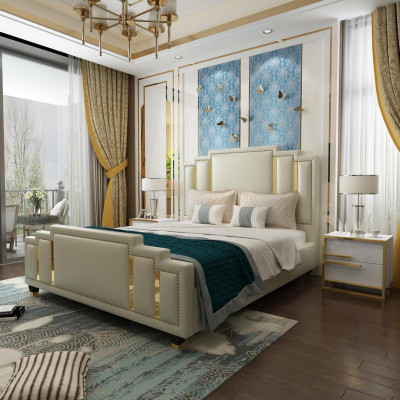 Luxe slaapkamer set Designbed 2x Nachtkastje Hout Compleet 3-delig