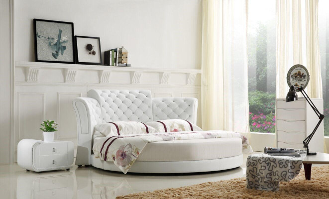 Rond bed Rond design Bedden Leder Dubbel Luxe Hotel Frame Slaapkamer