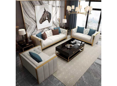 Woonkamerset Bankstel 3+1 zits luxueus wit Bankstellen Design leder nieuw