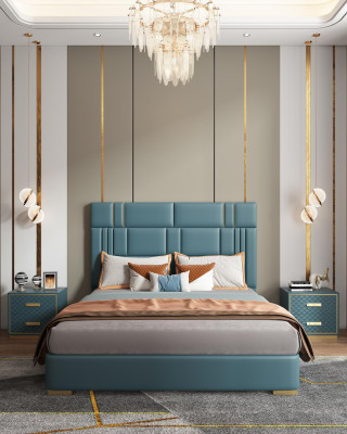 Slaapkamerset Designer Luxe Groep Garnituur Nieuw Bed 2x Nachtkastje 3-delig.