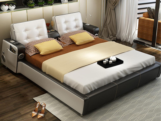 Multifunctioneel bed, tweepersoonsbed, modern bedframe, bedden 180 x 200 cm.