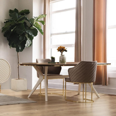 Eetgroep Eetkamer Luxe Eethoek Eettafel Tafel Stoelen Bruin Set 7-delig