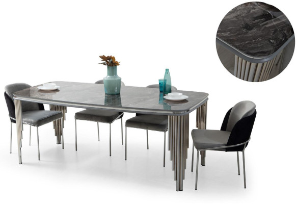 Stoel eetkamerstoel keukenstoel fauteuil luxe grijs modern eetkamer
